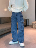 Wide pocket denim pants