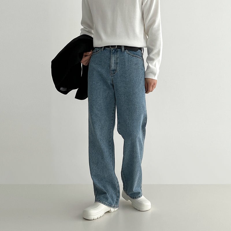 Straight denim pants