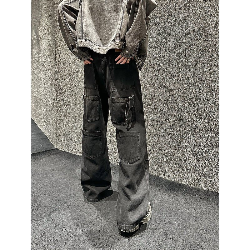 Back pocket denim pants