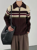 Border knit zipper jacket