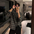 Casual long -sleeved check shirt