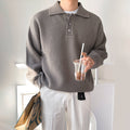 Casual long -sleeved knit polo shirt