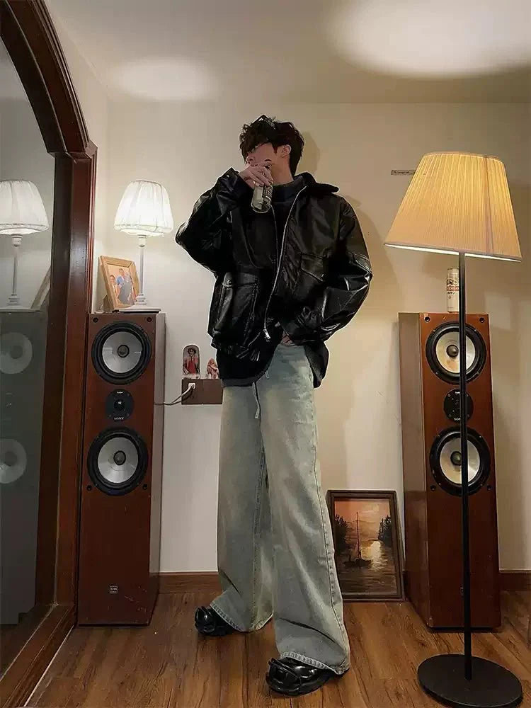【ファー取り外し可】Collar boa leather jacket