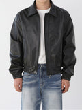 Collar leather jacket
