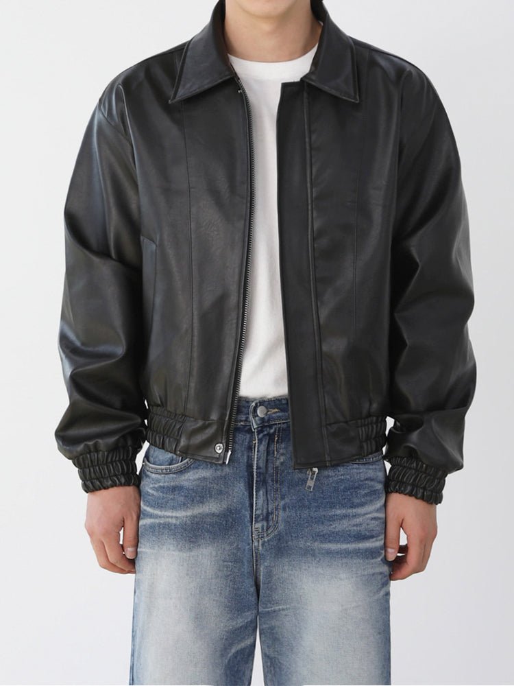 Collar leather jacket