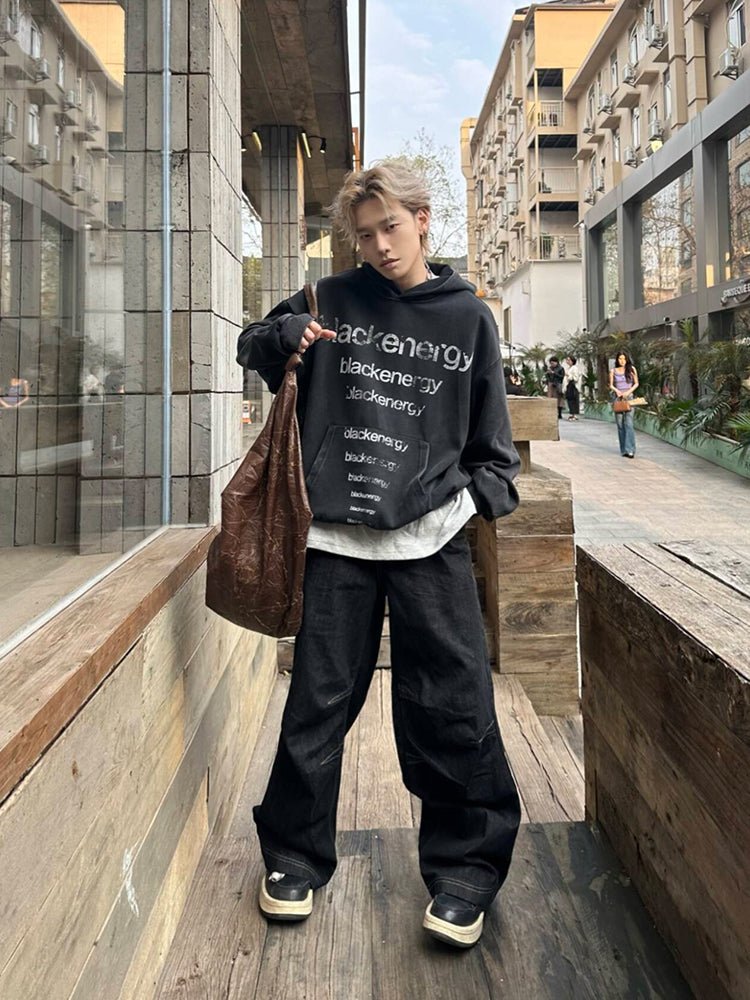 Damage logo print hoodie