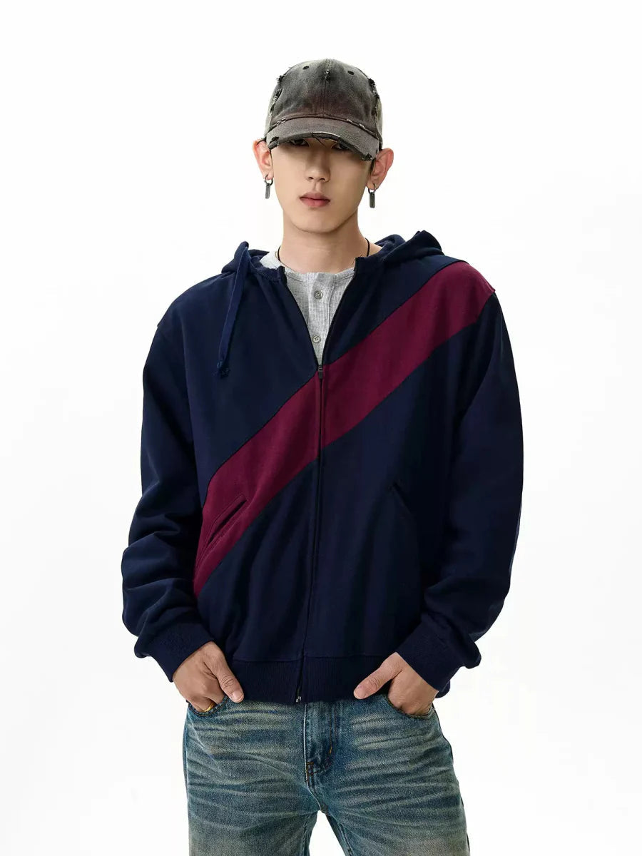 Diagonal striped hoodie