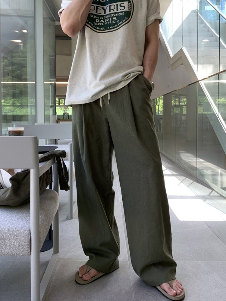 Elastic waist linen pants