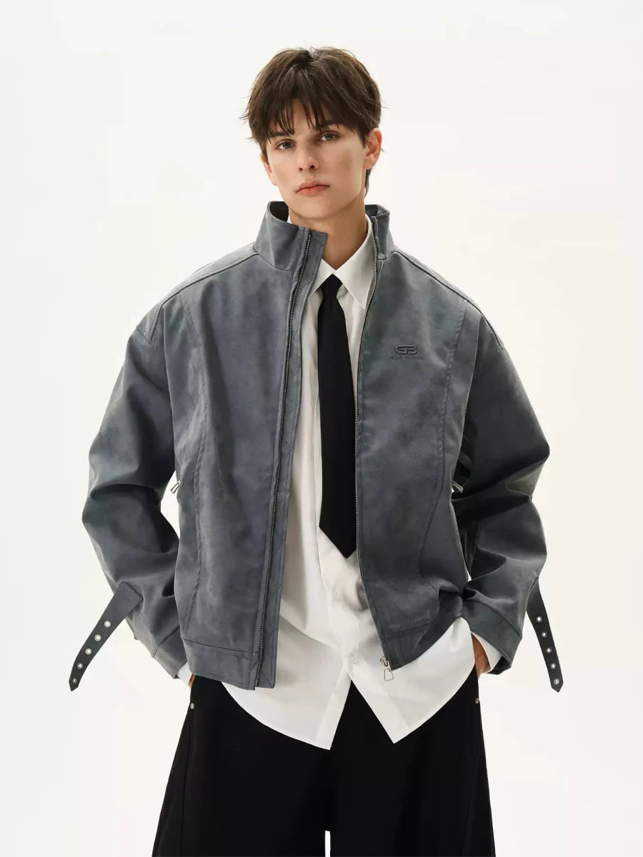 Embroidered leather jacket