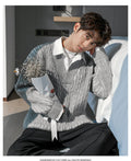 Fake layered knit shirt