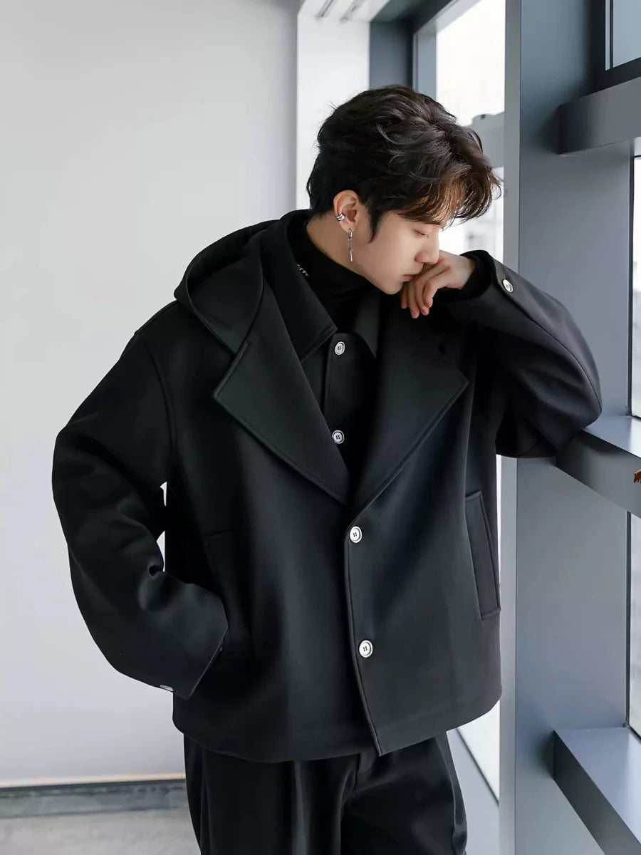 Fake two-piece hoodie jacket