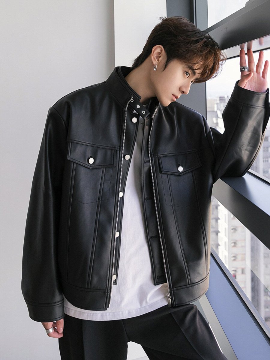 Fake Two Piece Leather Jacket