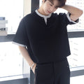Fake two-piece V-neck T-shirt