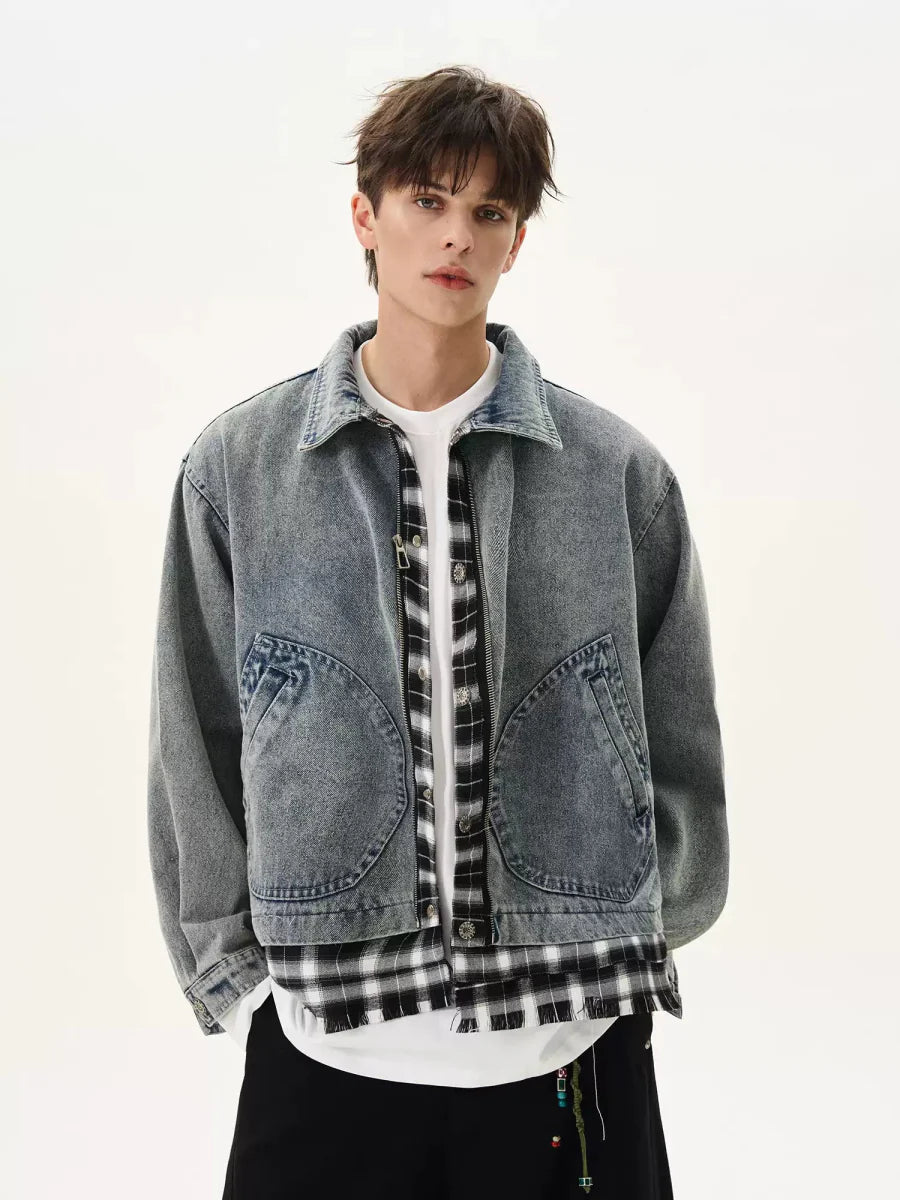 Faux layered denim jacket