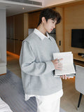 Faux layered shirt sweatshirt