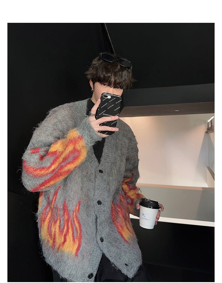 Flame knit cardigan