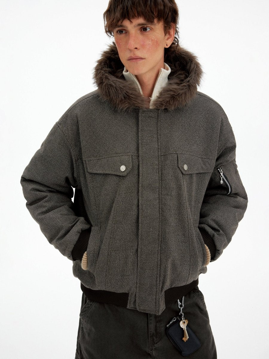Fur collar cargo jacket