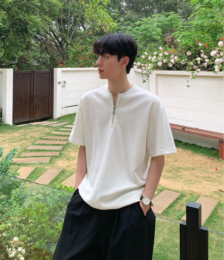 Heavy weight half zip T-shirt