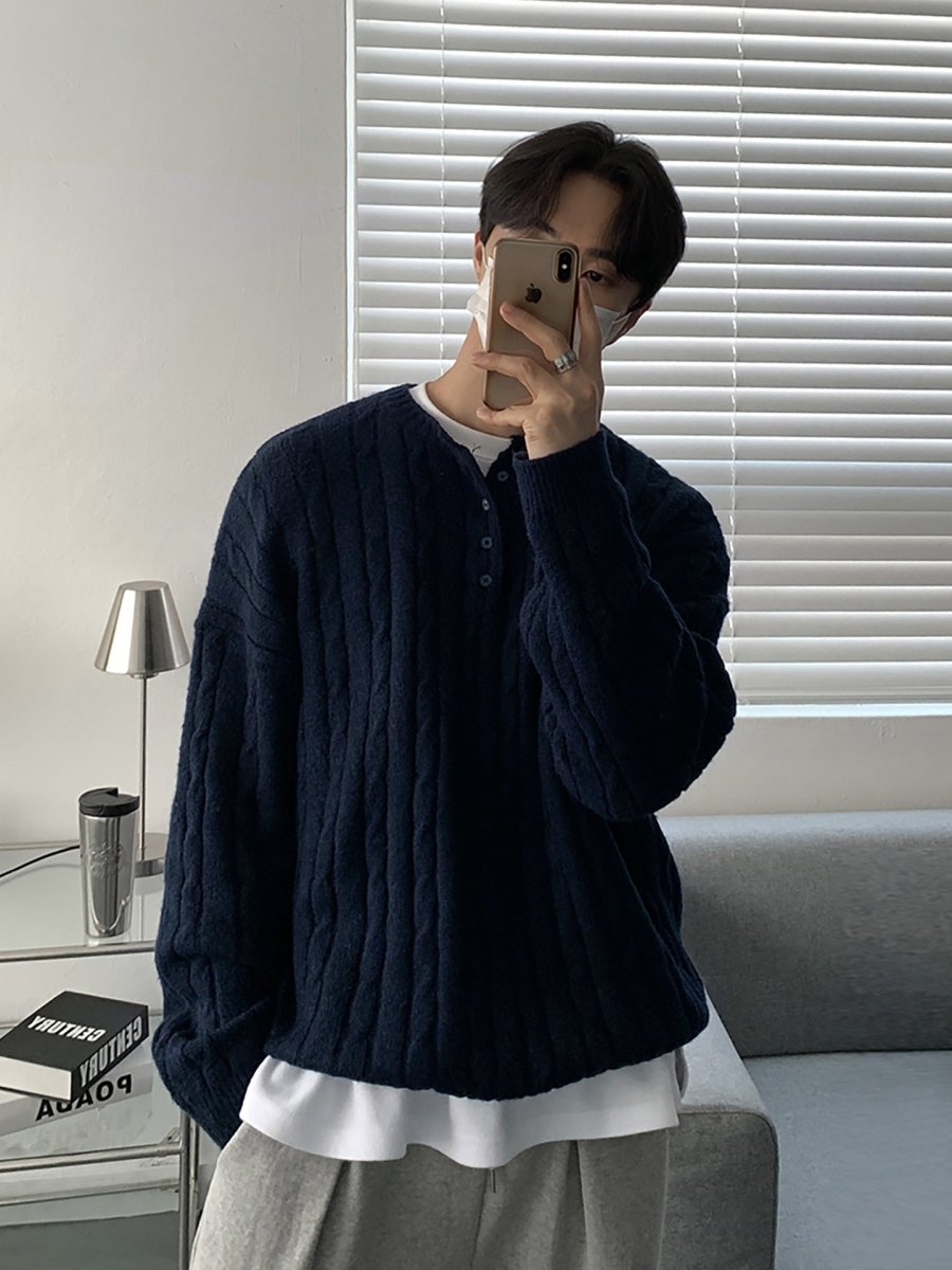 Henry collar knit sweater