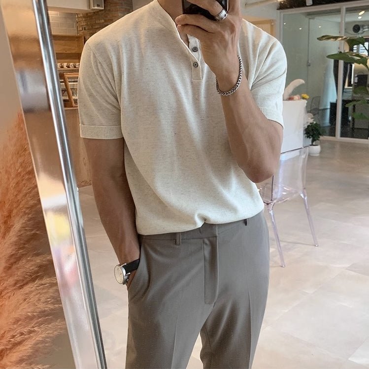 Henry Neck button Summer Knit