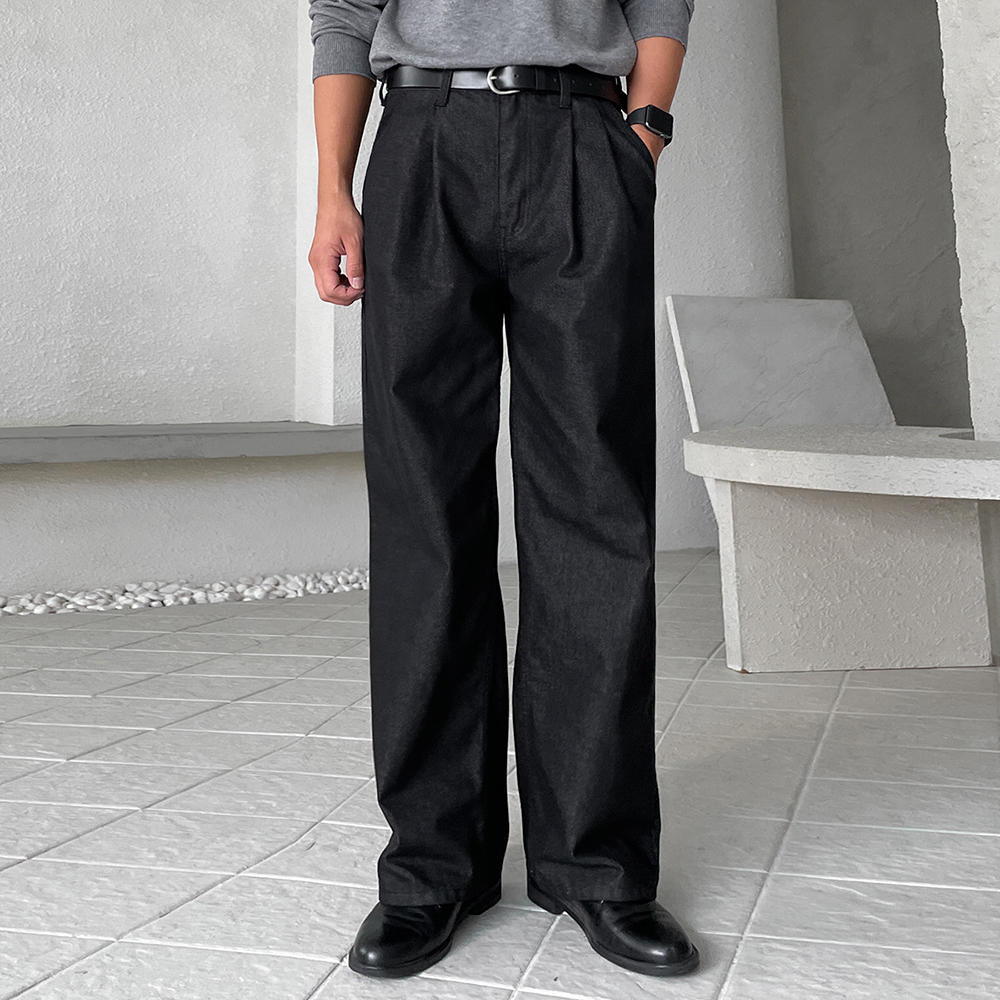 High waist straight denim pants
