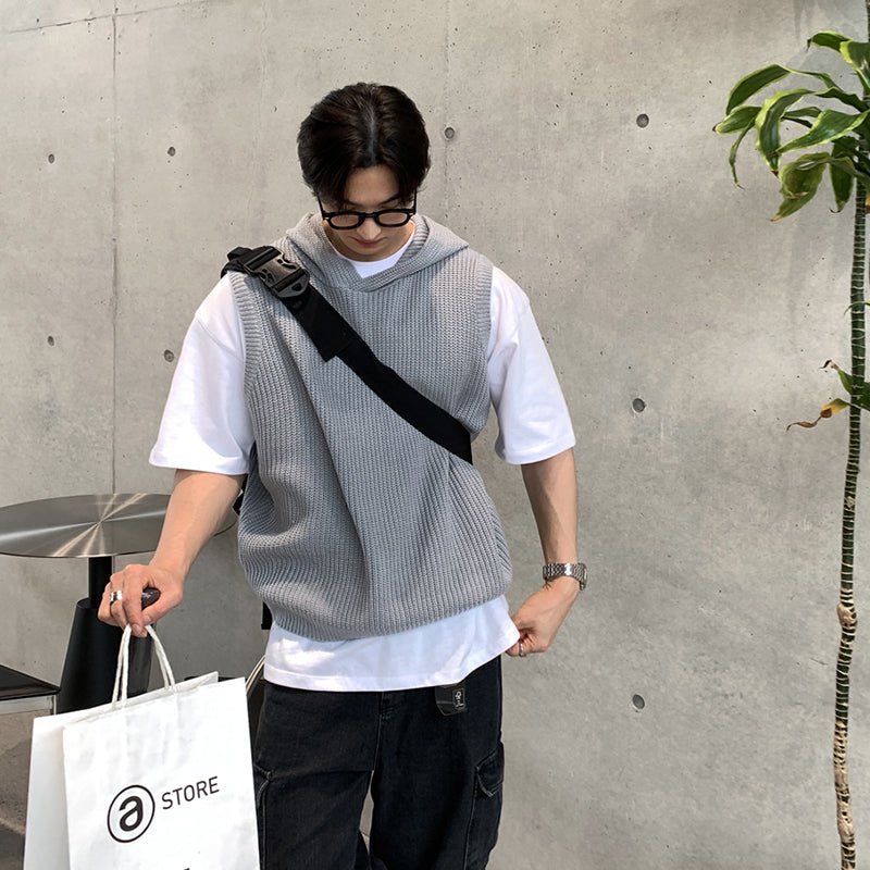 Knit hoodie vest