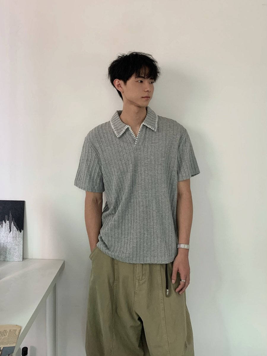 コントラストステッチ・サマーニット / Knitted polo