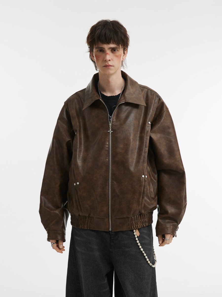 Lapel Leather Jacket