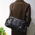 Large -capacity leather square shoulder bag