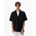 レイヤード開襟シャツ メンズ ドローコード｜Layered Open SHIRT