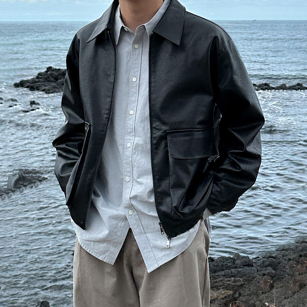 Leather coach jacket