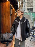 Leather embroidery jacket