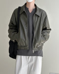 Leather jacket with collar