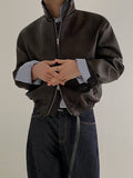 Leather jacket with collar