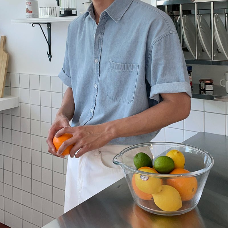 Over -size denim shirt