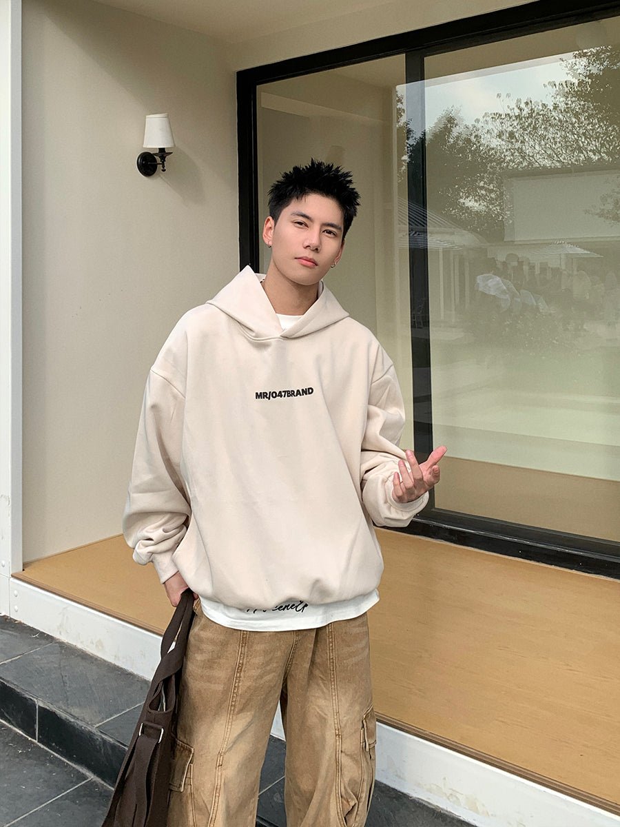 Over -size logo print hoodie