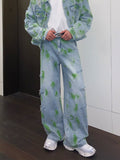 Painted wide denim pants