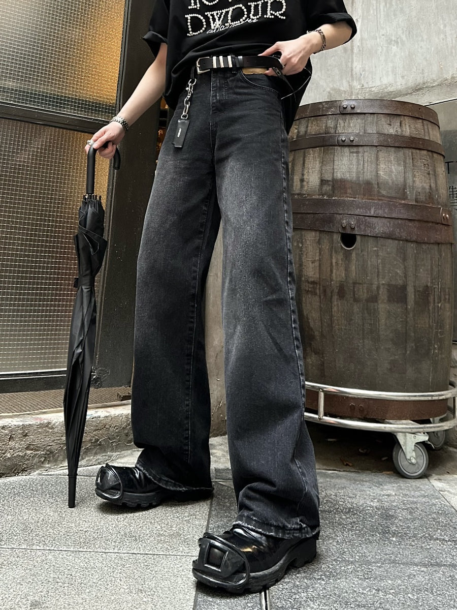 Retro wash denim pants