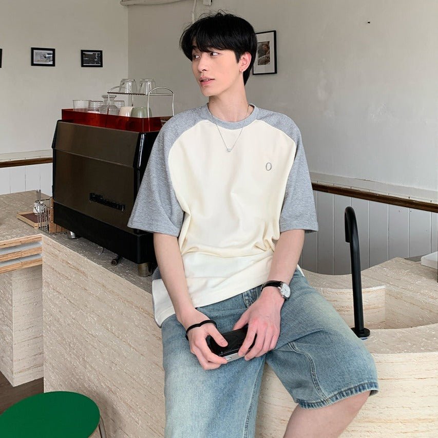 Round neck bicolor T-shirt