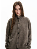 Round neck knit cardigan