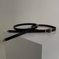 Silver Metal Leather Belt