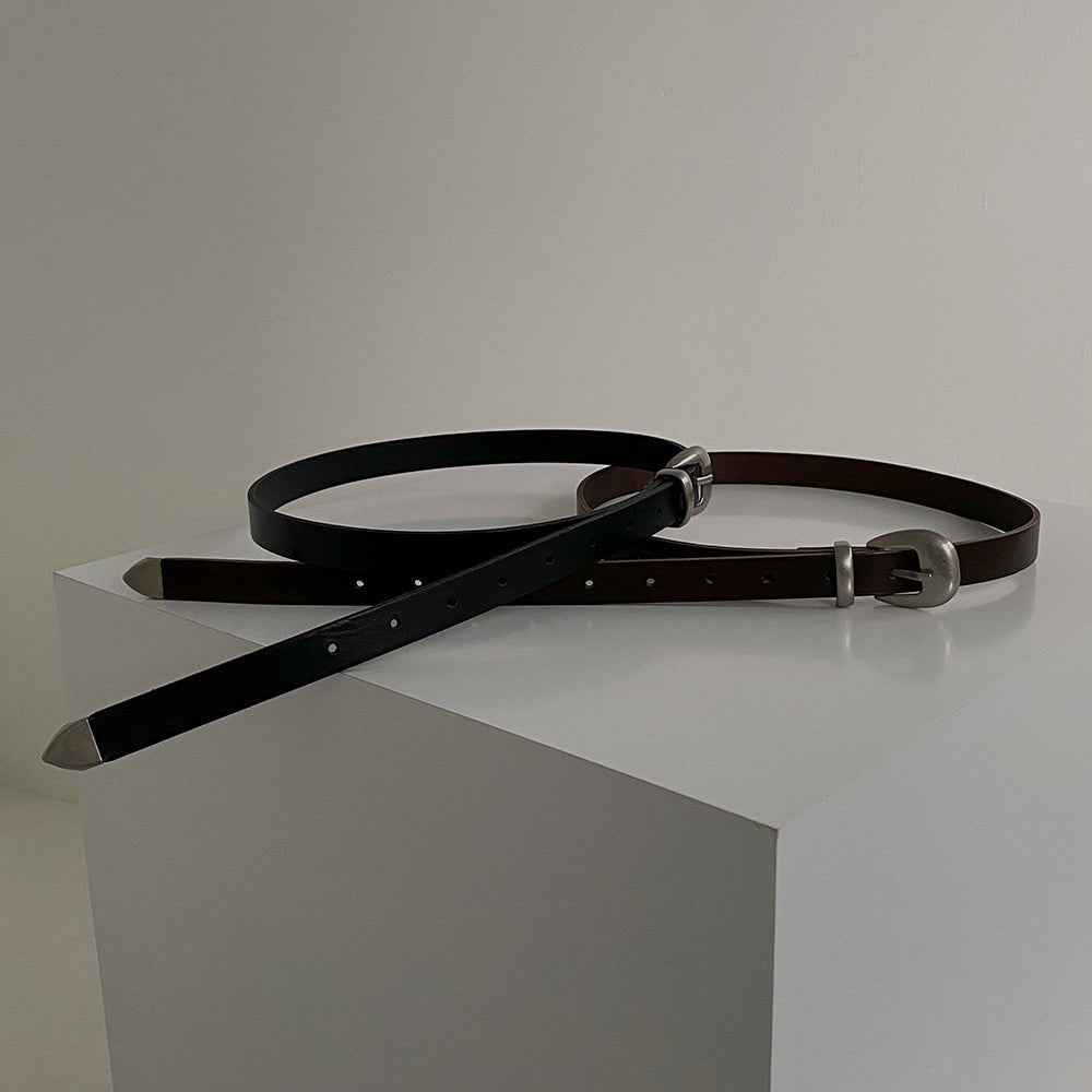 Silver Metal Leather Belt