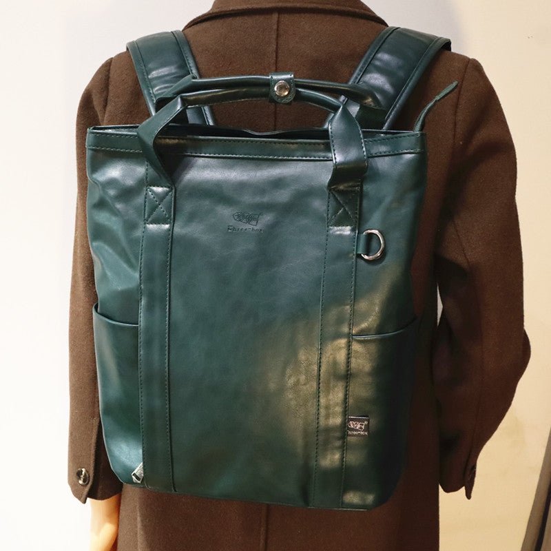 Square leather rucksack