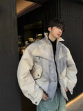 Stand collar marble pattern lapel jacket