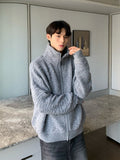 Stand collar zipper knit jacket