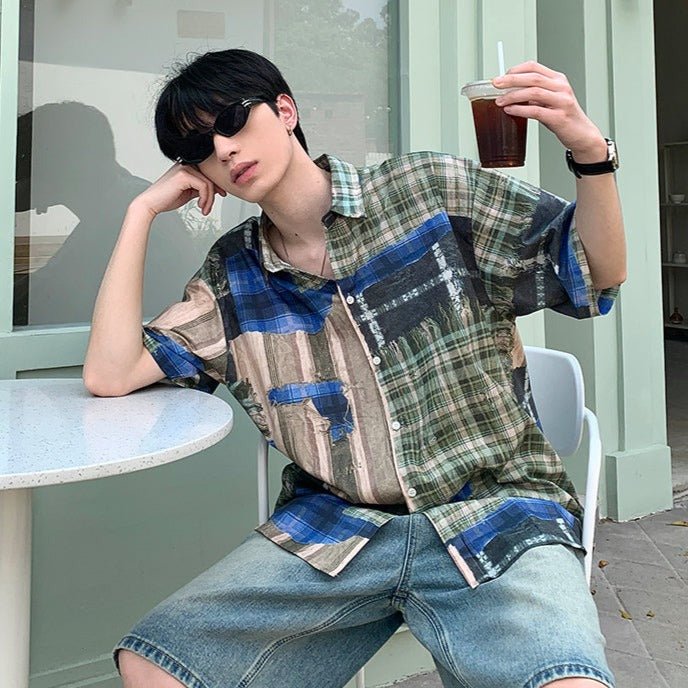 Stitch plaid shirt