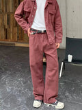 Straight color denim pants