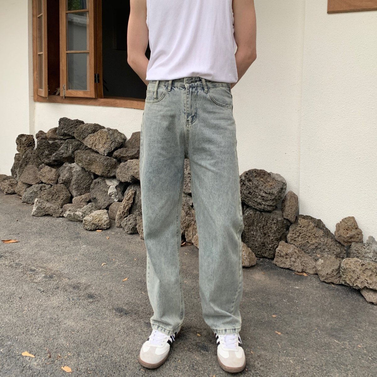 Straight loose denim pants