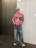 Straight wide denim pants