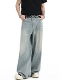 Striped Damaged Denim Pants